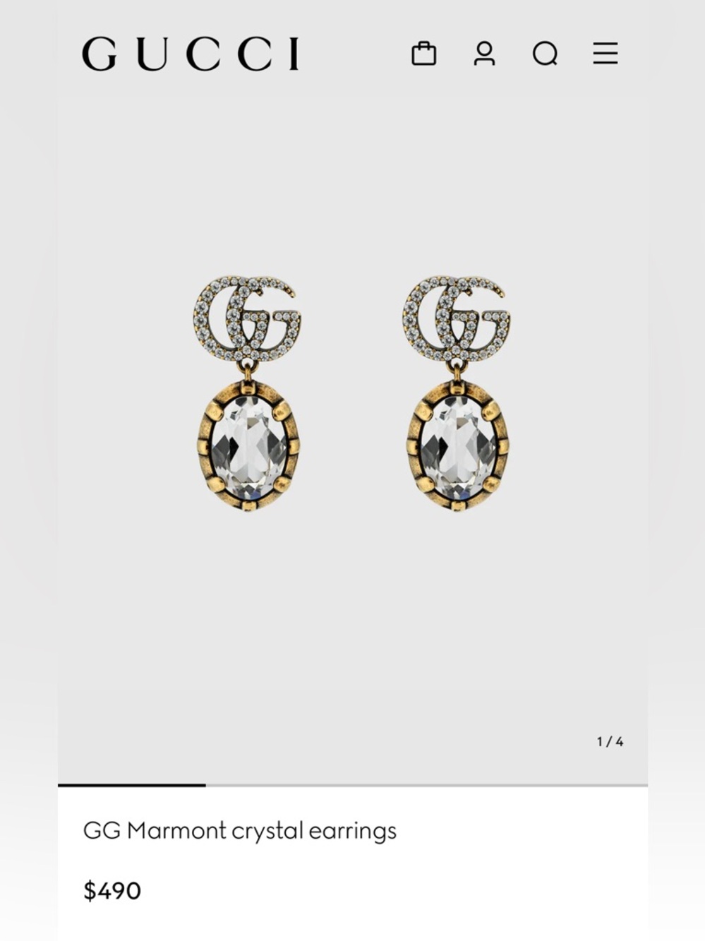 Gucci Marmont Crystal Drop Earrings - Picture 5 of 5